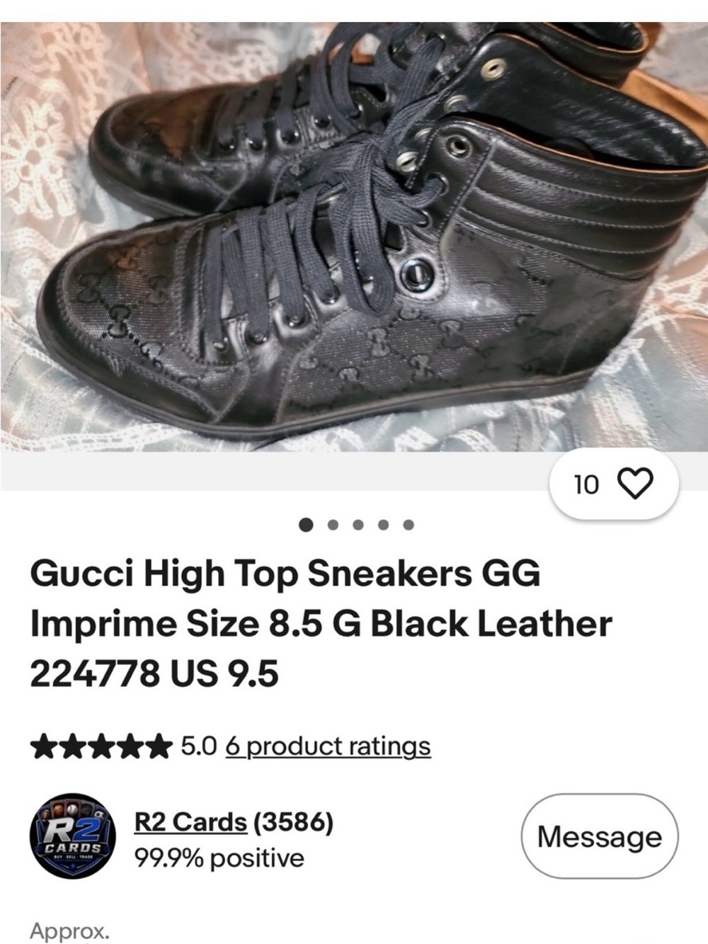 Gucci GG Imprime Black High Top Sneaker 224778 - Picture 9 of 10